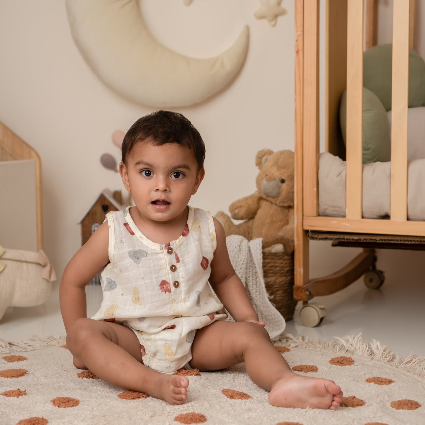 Fruity Fun Print Organic Muslin Bubble Romper