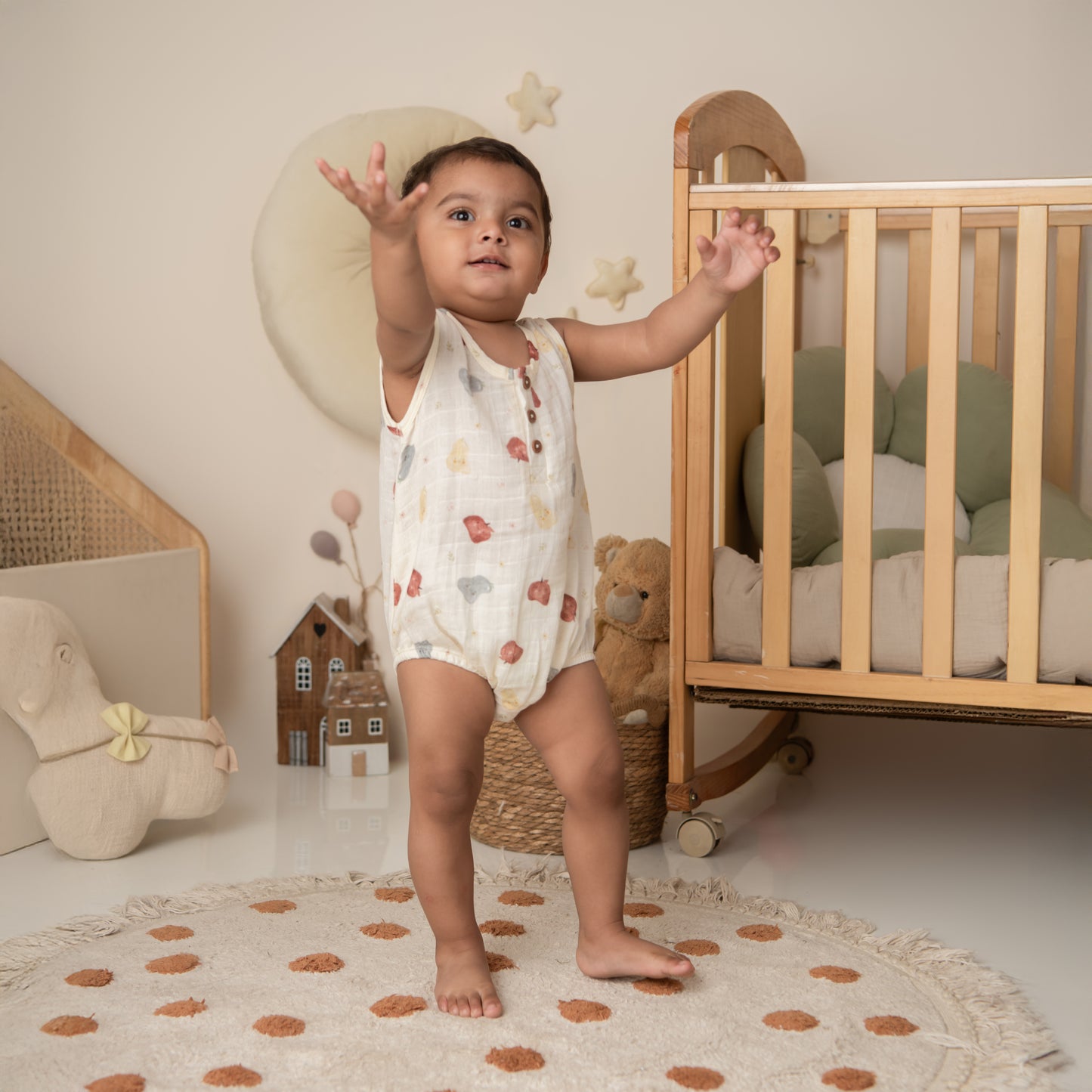 Fruity Fun Print Organic Muslin Bubble Romper