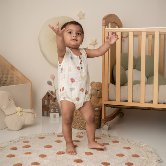 Fruity Fun Print Organic Muslin Bubble Romper