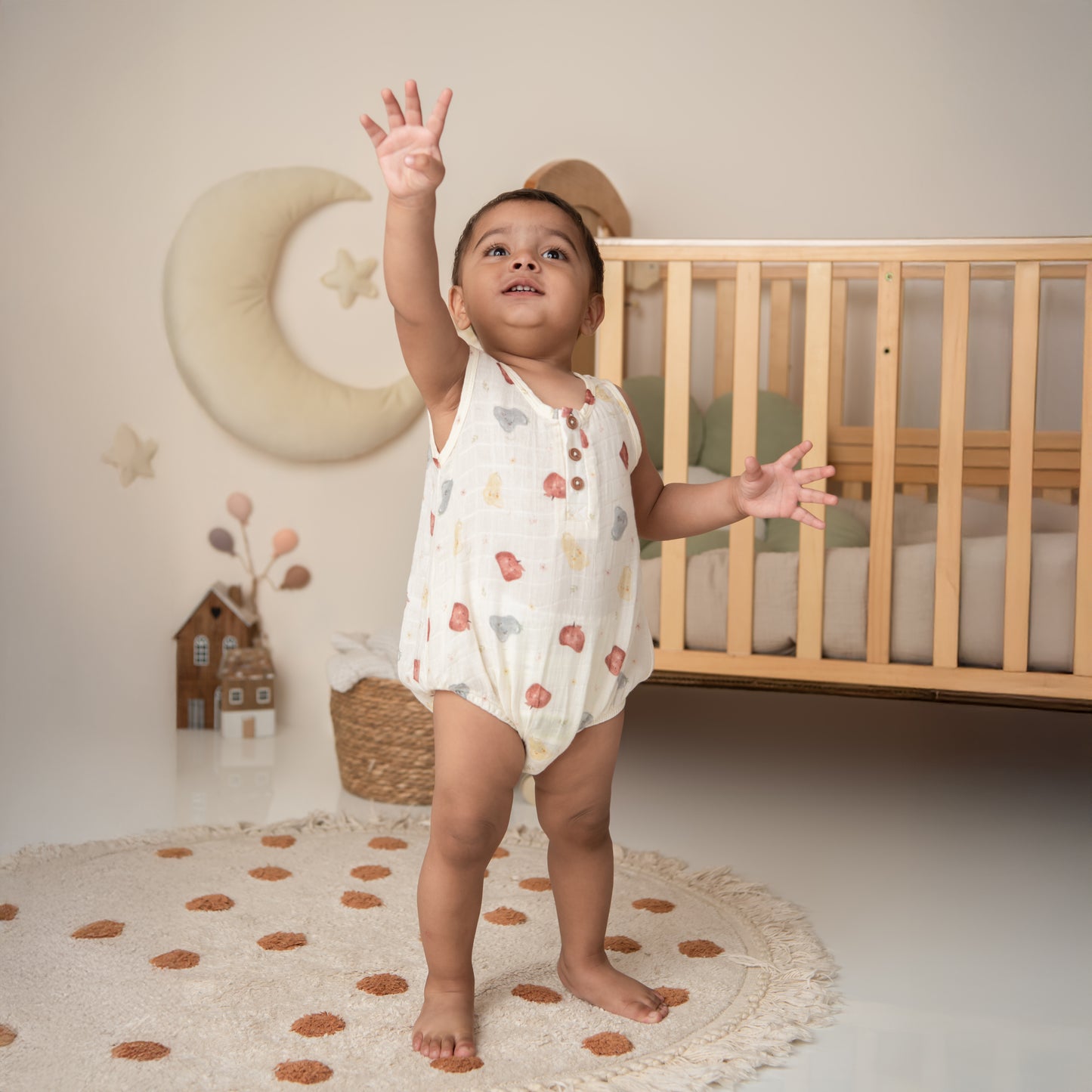 Fruity Fun Print Organic Muslin Bubble Romper