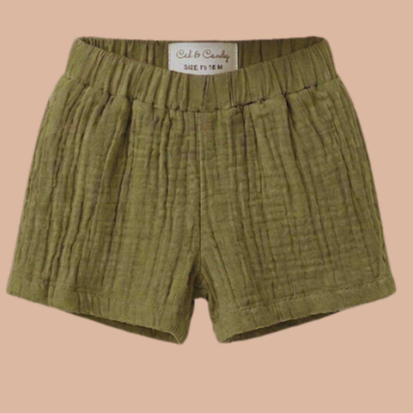 Olive Organic Muslin Jhabla Set Oversized Shirt with shorts