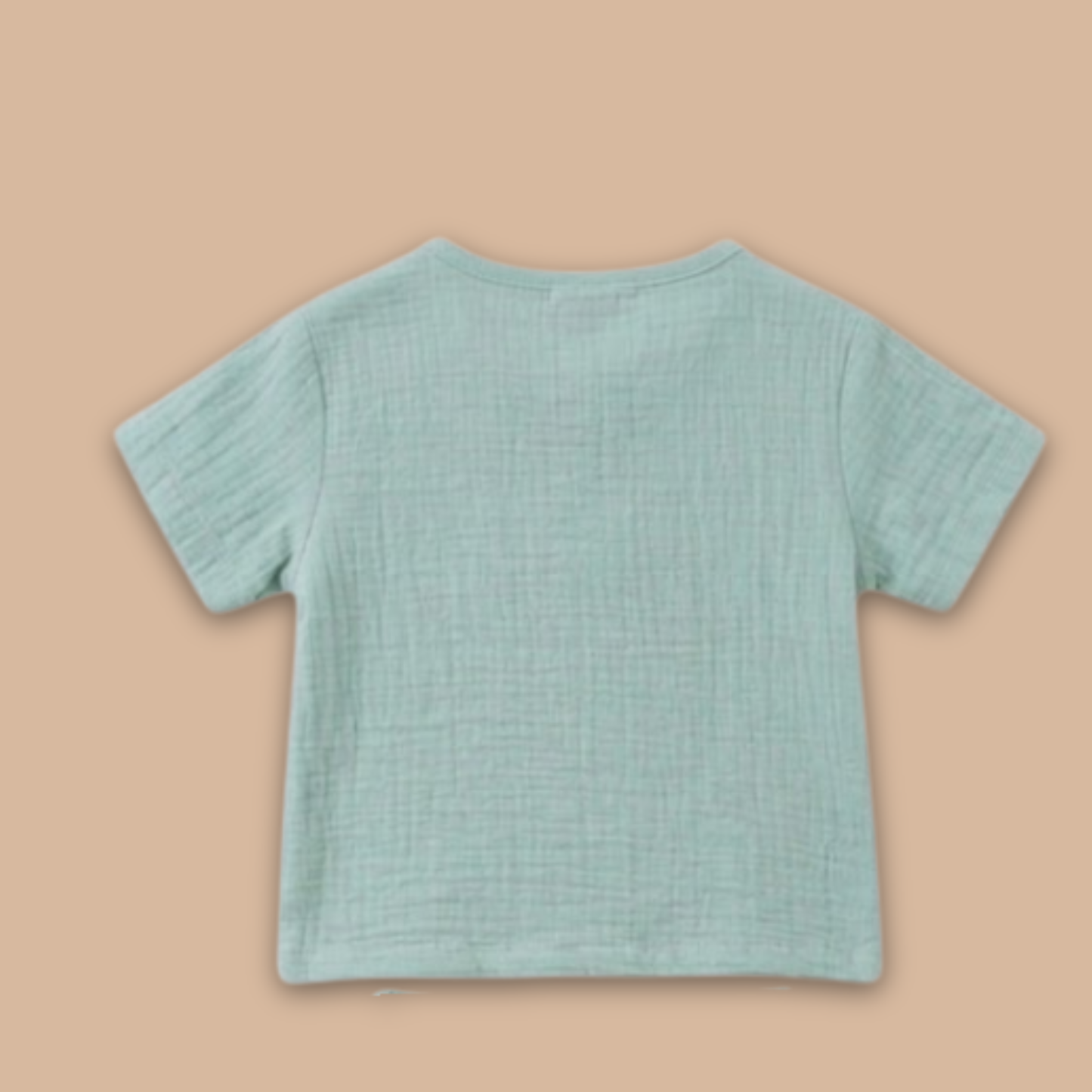 Teal Organic Muslin Short Sleeve Henley T-shirt With Lounge Pant Set