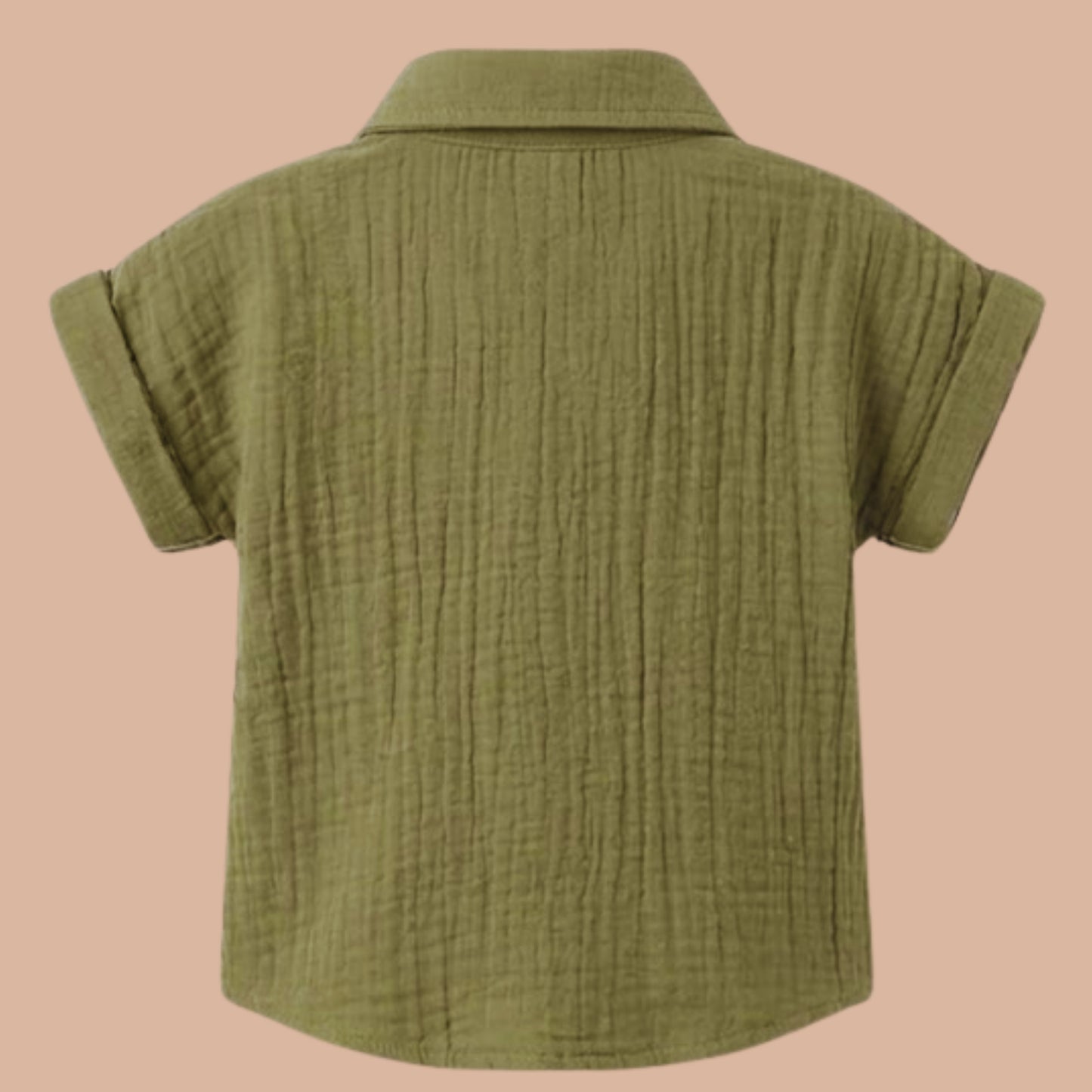 Olive Organic Muslin Jhabla Set Oversized Shirt with shorts