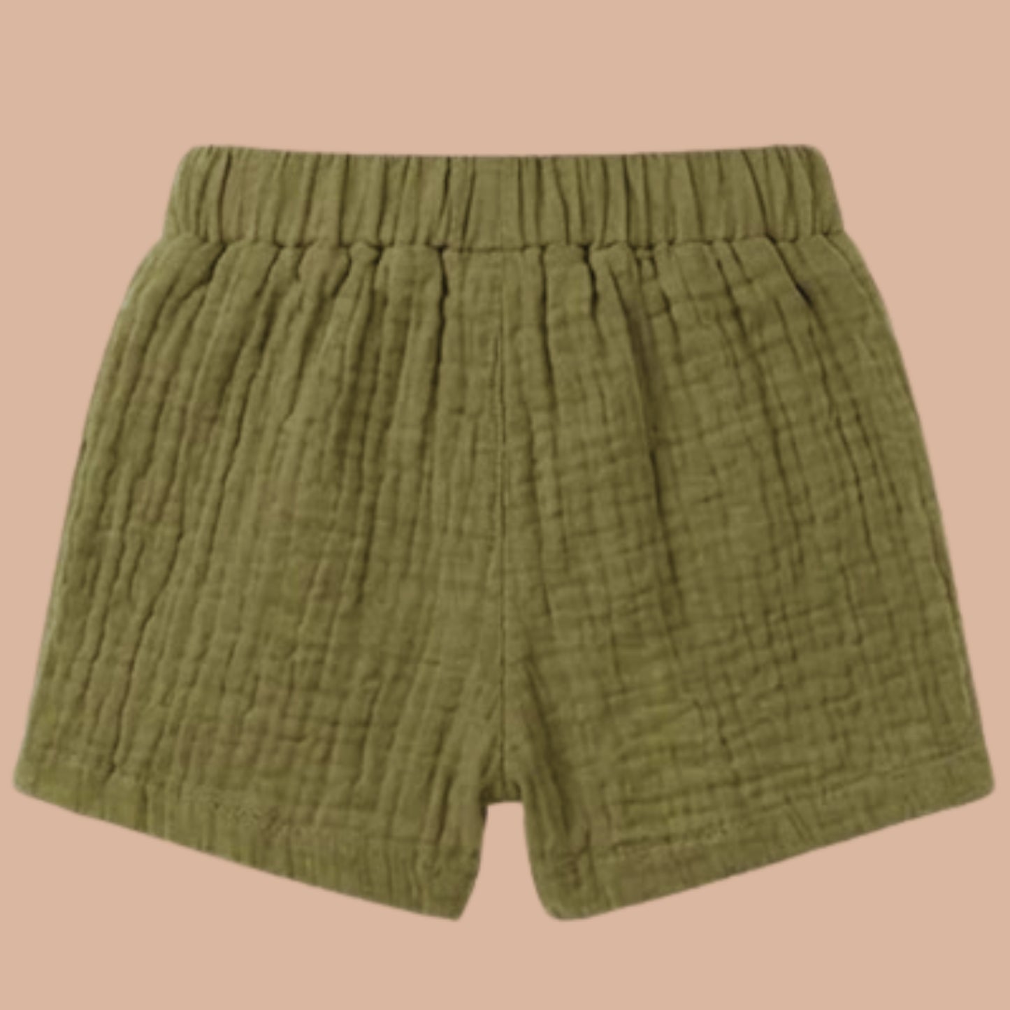 Olive Organic Muslin Jhabla Set Oversized Shirt with shorts