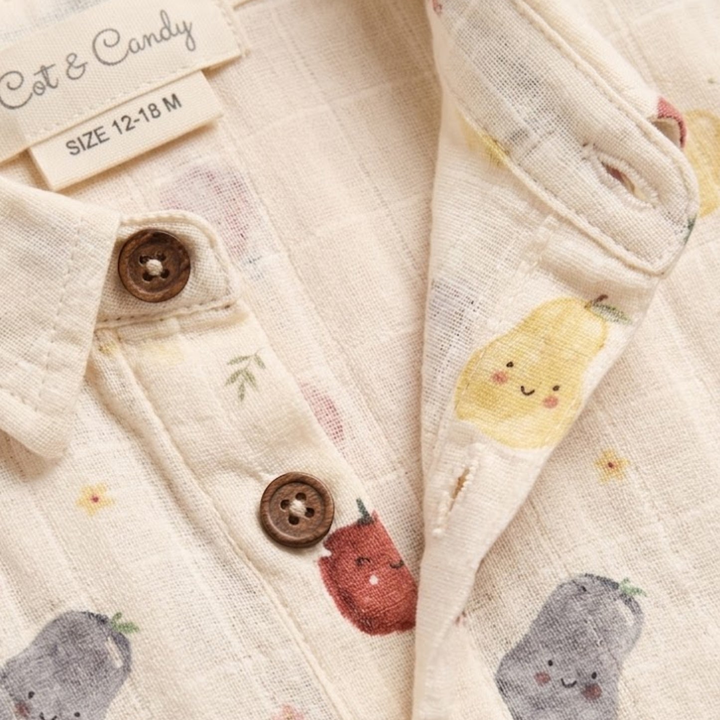 Fruity Fun Print Organic Muslin Jhabla Set Oversized Shirt with shorts