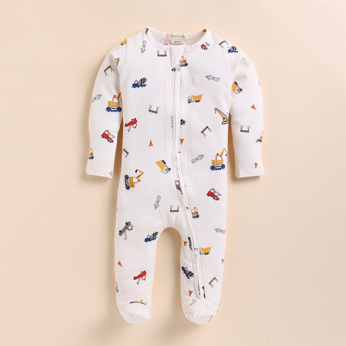 Find Construction Organic Footed Sleepsuit for your 12-18 months baby - CotandCandyBaby