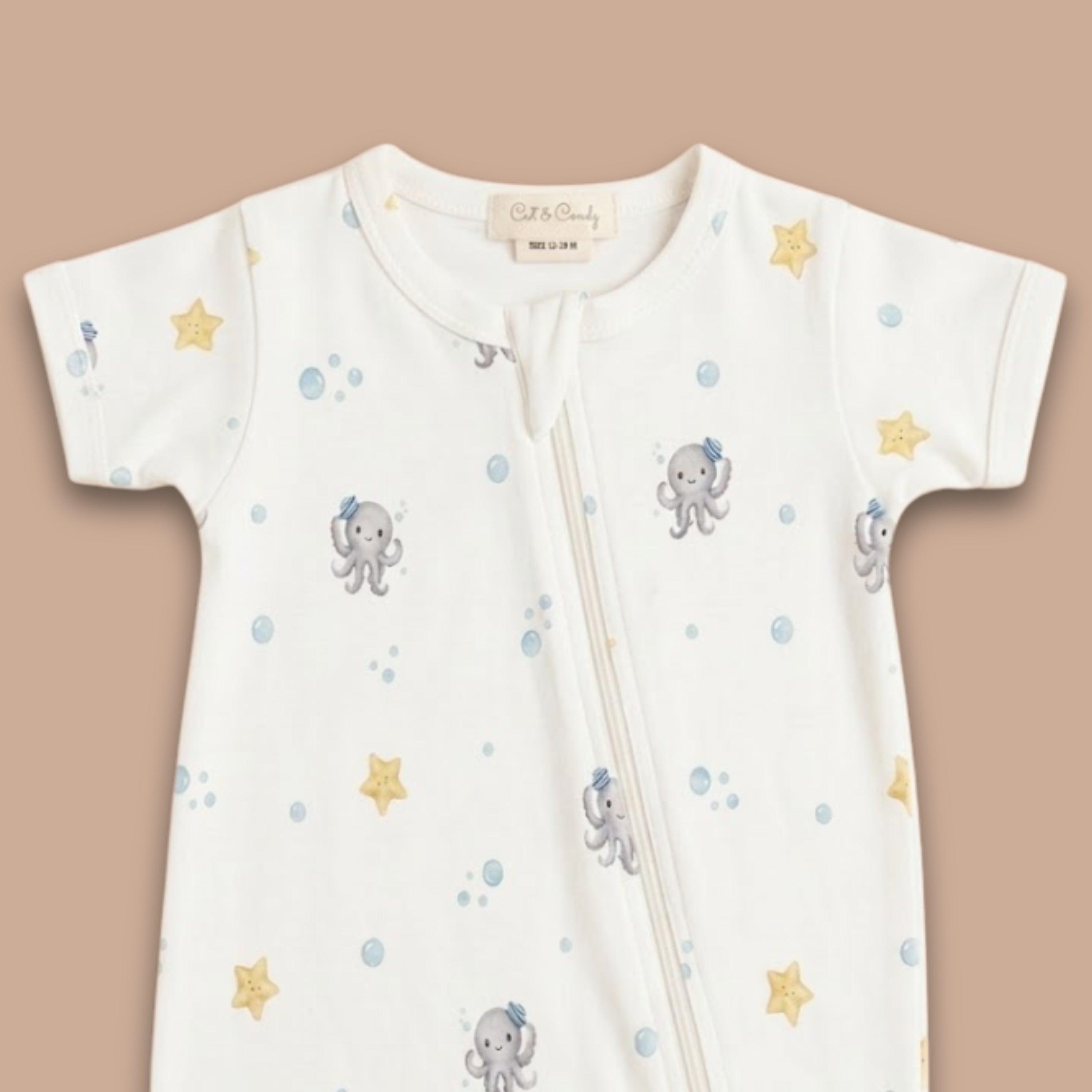 Lagoon Life Print Organic Half Zip Romper – cotandcandybaby