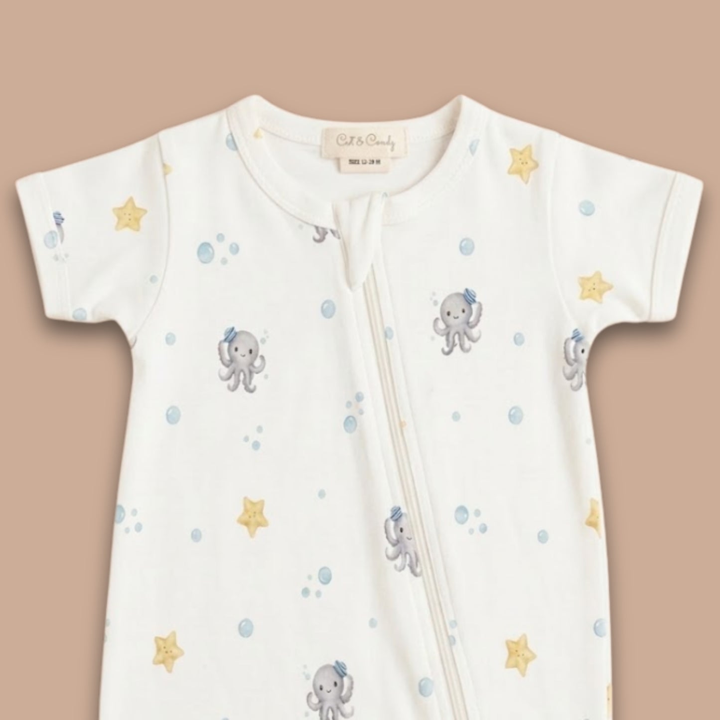 Lagoon Life Print Organic Half Zip Romper