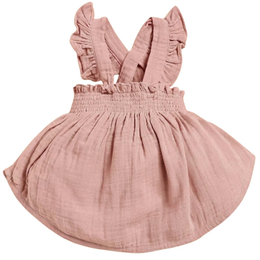 Blush Pink Organic Muslin Sleeveless Frill Top
