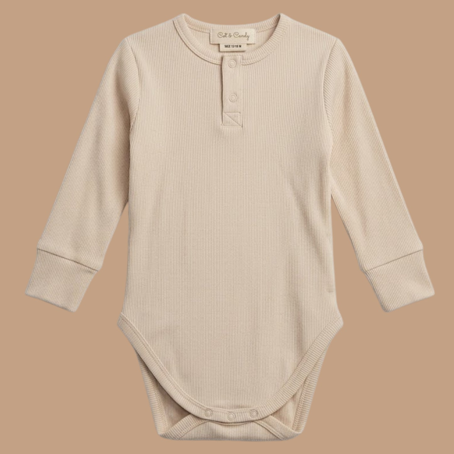 Almond Peach Organic Long Sleeve Bodysuit With Drawstring Leggings