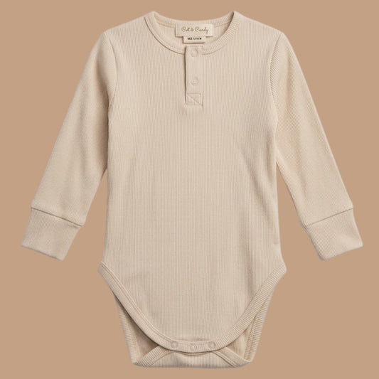 Almond Peach Organic Long Sleeve Bodysuit