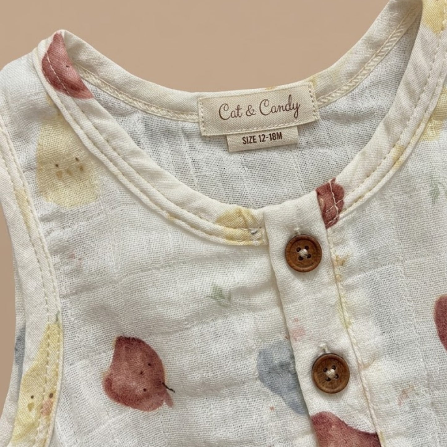 Fruity Fun Print Organic Muslin Bubble Romper