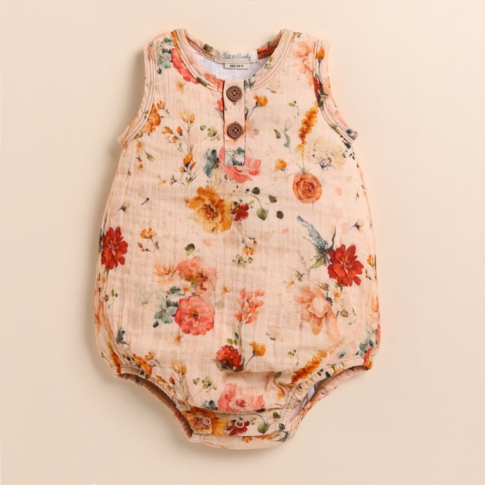 Shop Flora Organic Muslin Bubble Romper for your 3-6 months baby - CotandCandyBaby