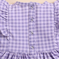 Load image into Gallery viewer, Order Orchid Gingham Organic Long Sleeve Ruffle Dress
