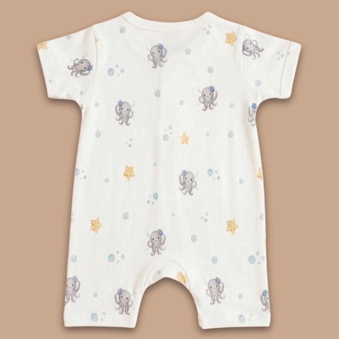 Lagoon Life Print Organic Half Zip Romper