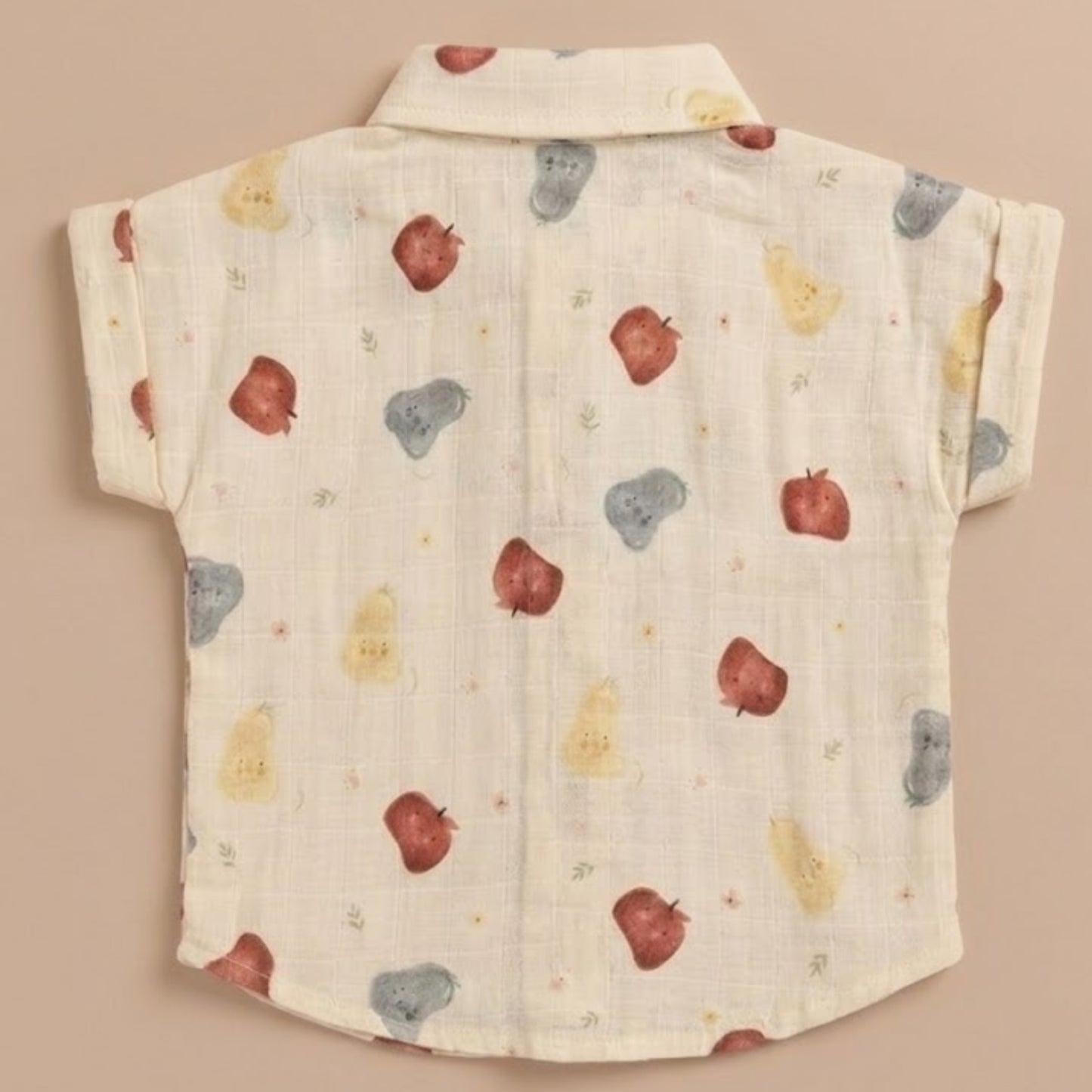 Fruity Fun Print Organic Muslin Jhabla Set Oversized Shirt with shorts