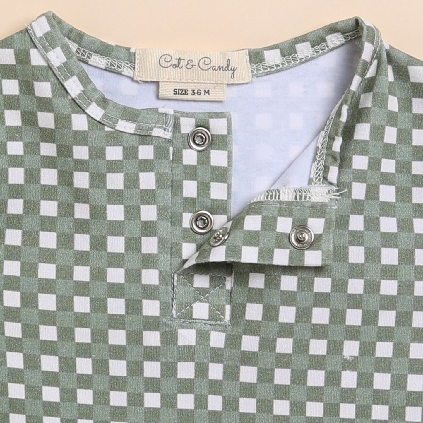 Mineral Gingham Organic Long Sleeve Bodysuit