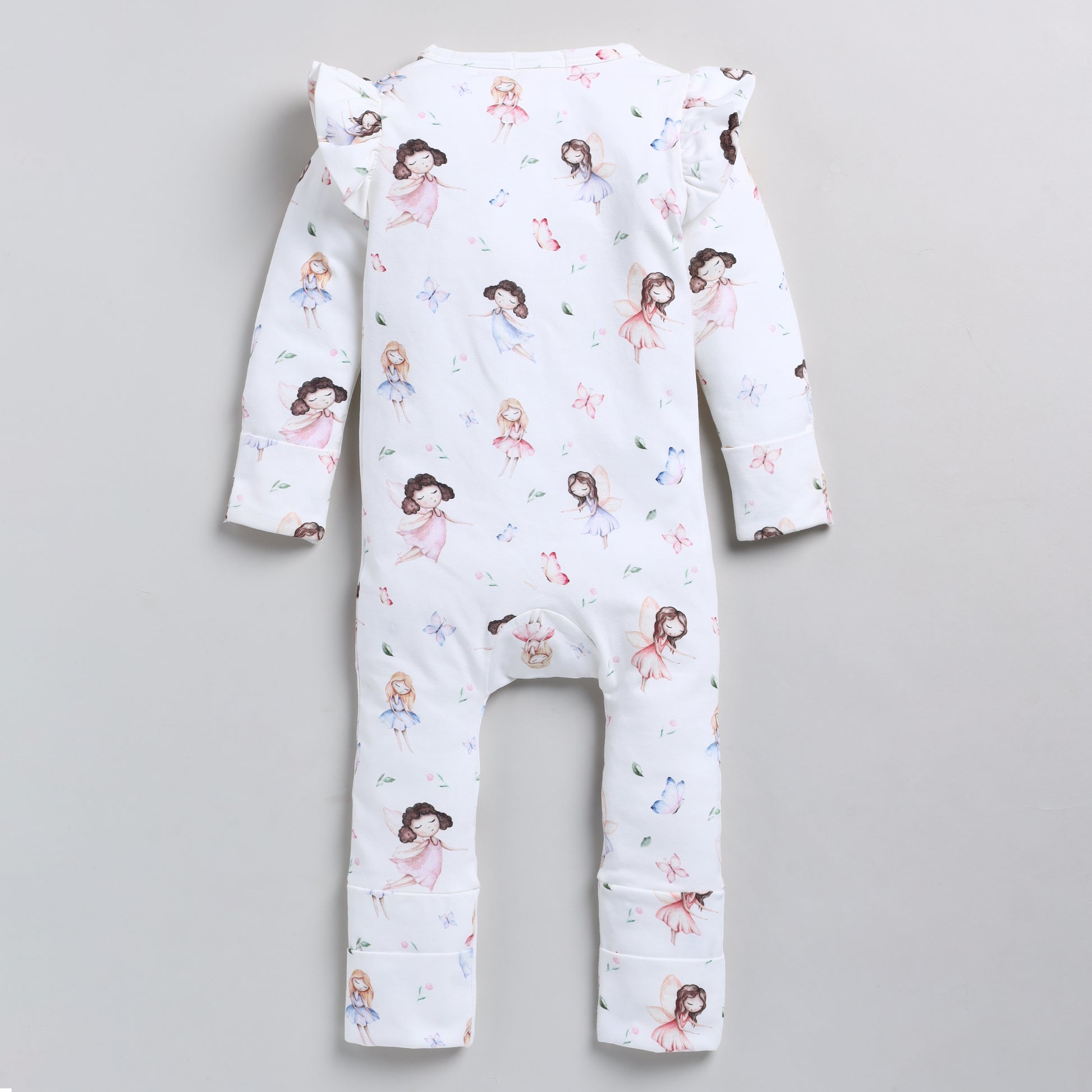 Fairytale Collection Organic Long Sleeve Zipsuit with Frill for infants baby girl
