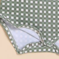 Load image into Gallery viewer, Mineral Gingham Organic Long Sleeve Bodysuit
