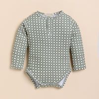 Load image into Gallery viewer, Mineral Gingham Organic Long Sleeve Bodysuit
