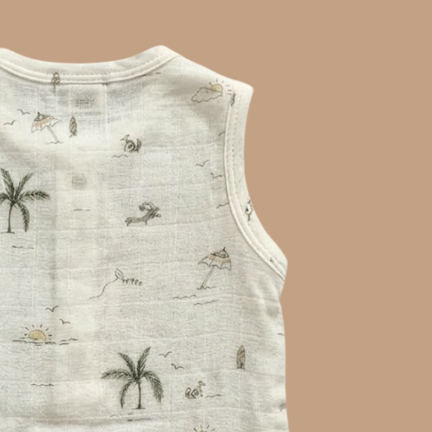 Palm Breezy Print Organic Muslin Half Romper