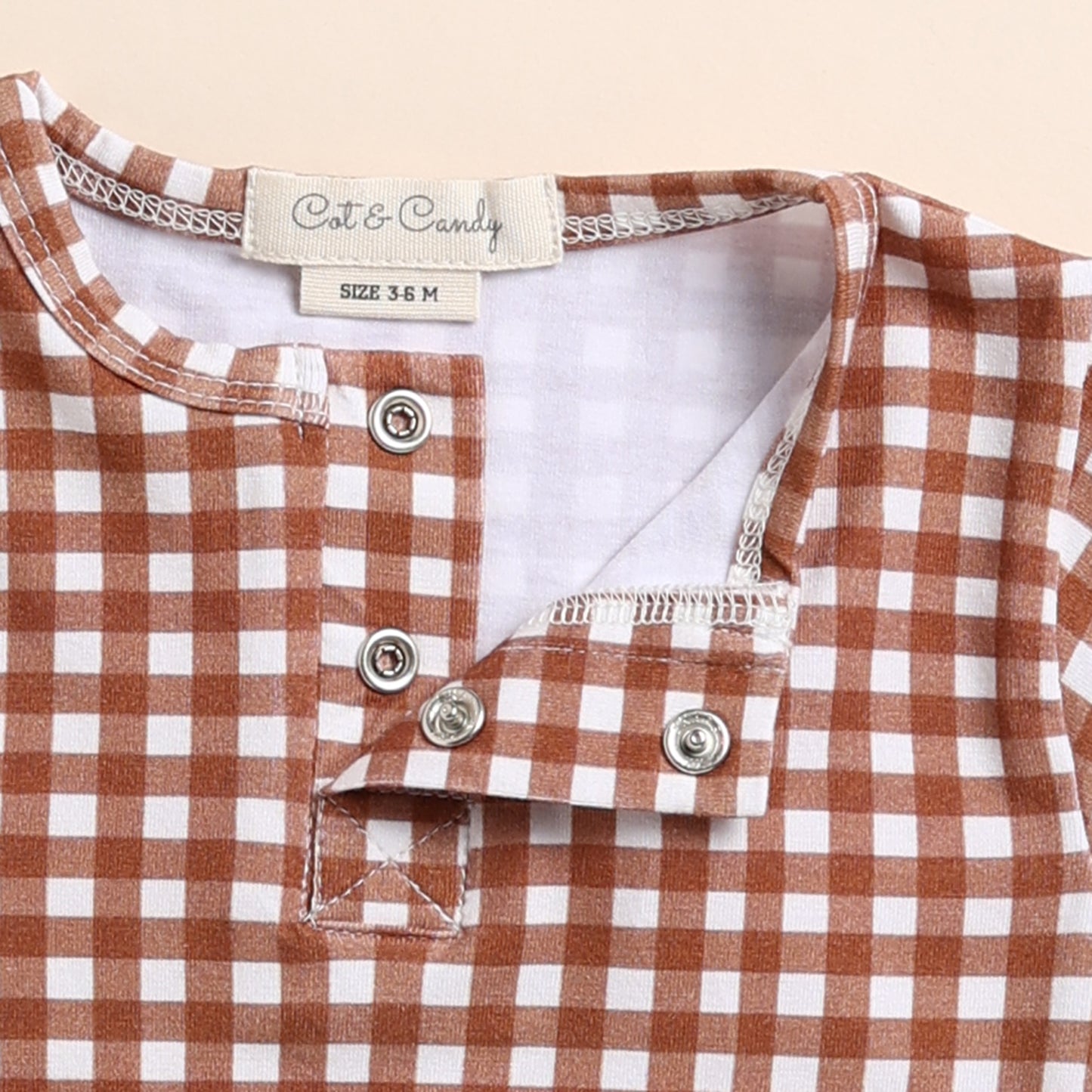 Ginger Gingham Organic Long Sleeve Bodysuit