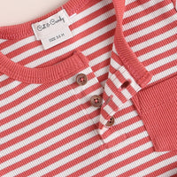 Load image into Gallery viewer, Berry Stripe Organic short sleeve tshirt for baby girl
