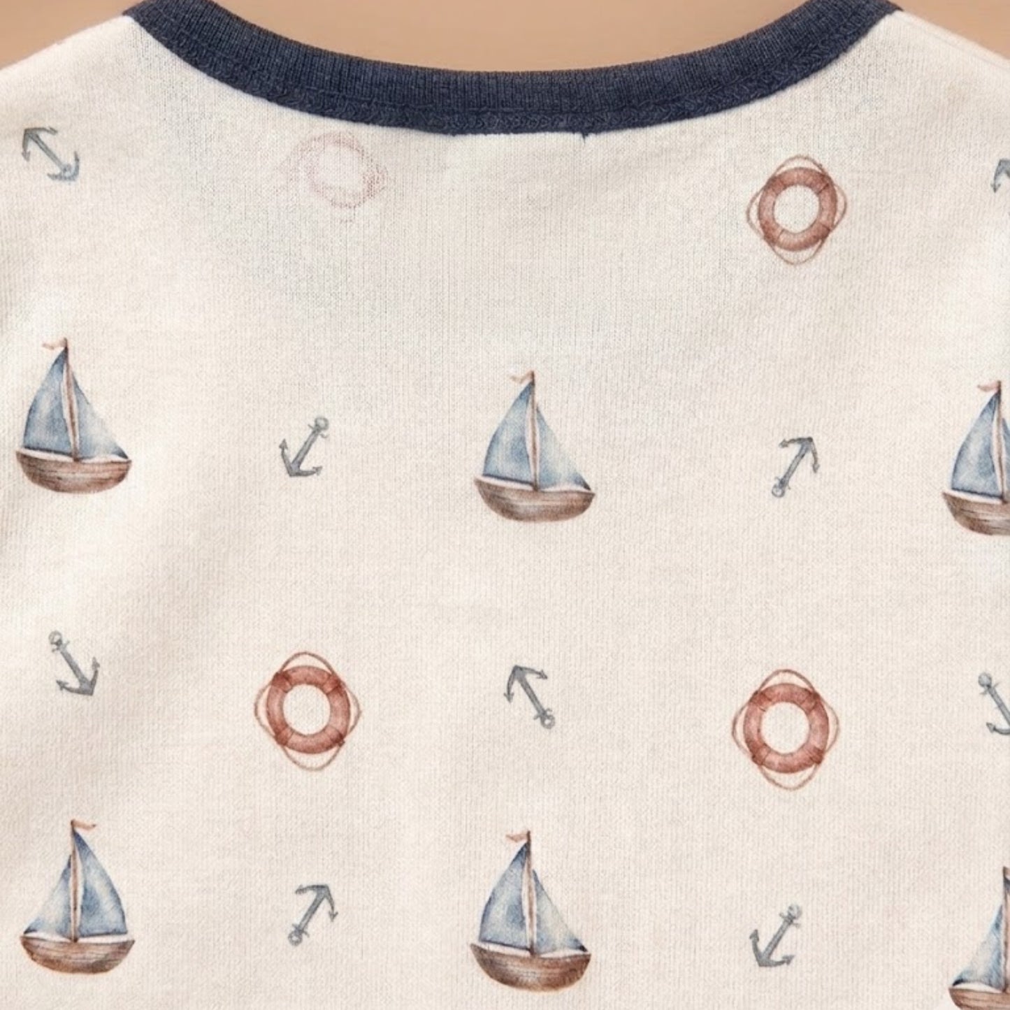 Little Sailor Print Organic Half Romper