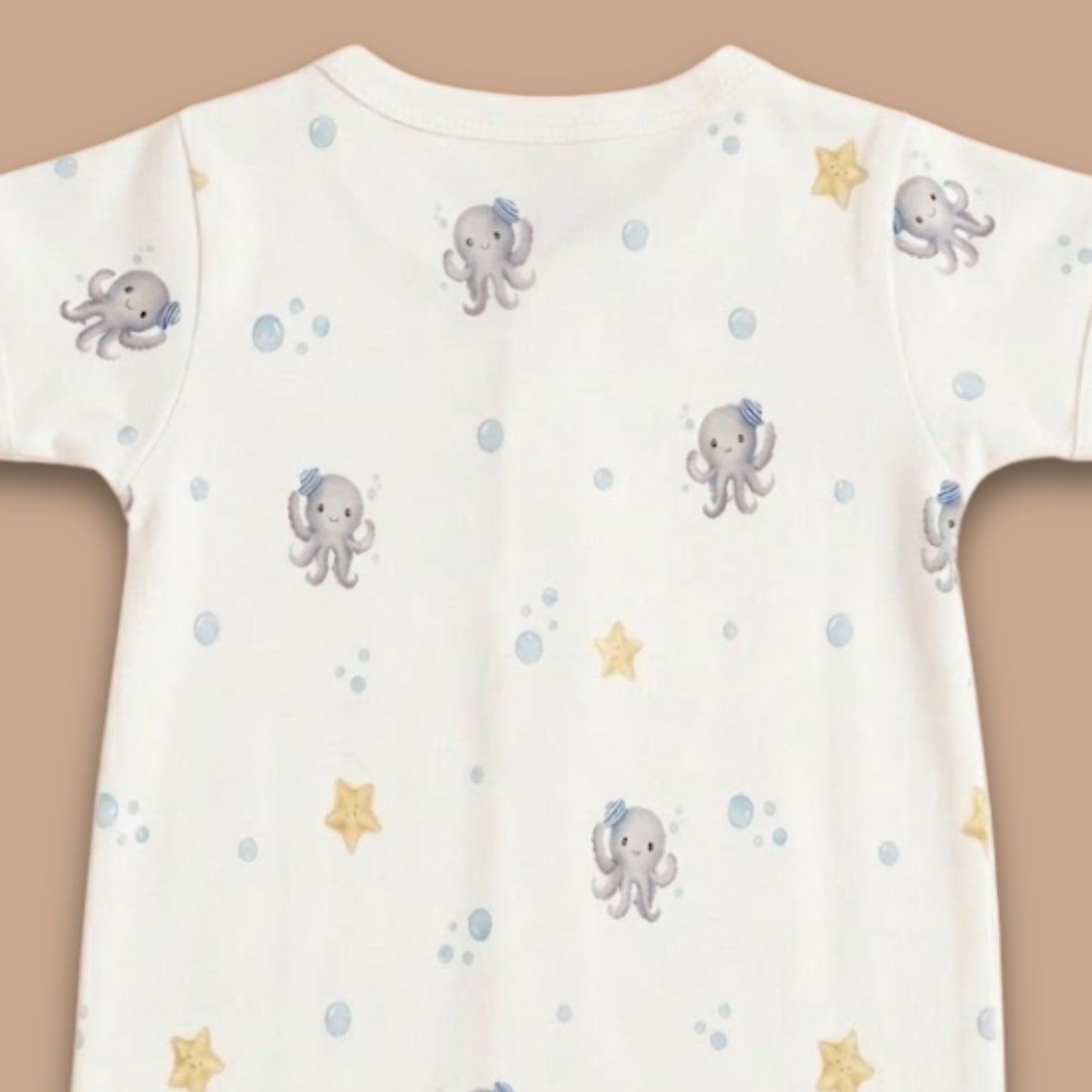 Lagoon Life Print Organic Half Zip Romper