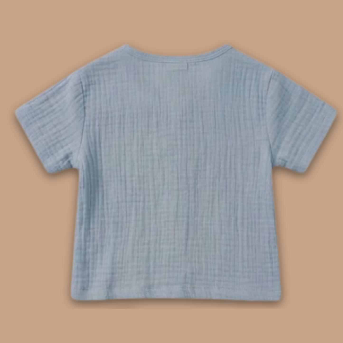 Aqua Organic Muslin Short Sleeve Henley T-Shirt
