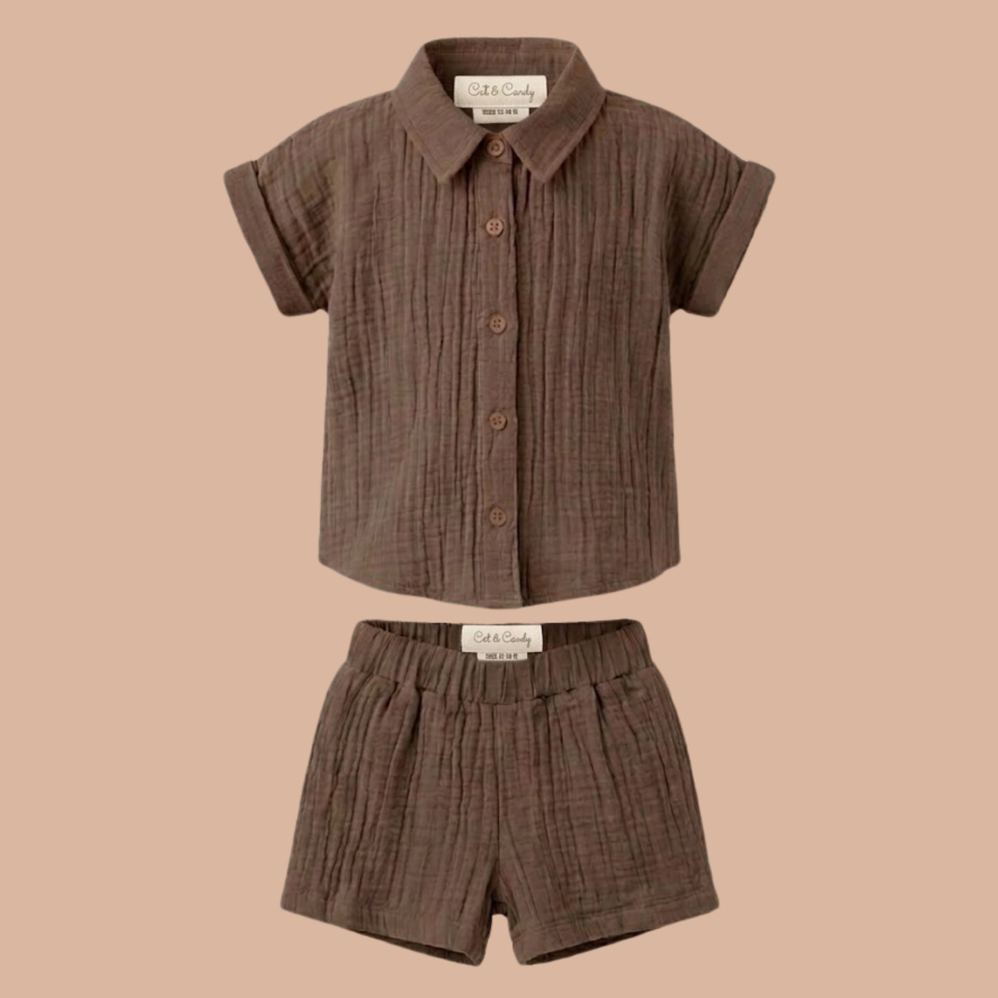 Cocoa Whisper Organic Muslin Jhabla Set Oversized Shirt with shorts