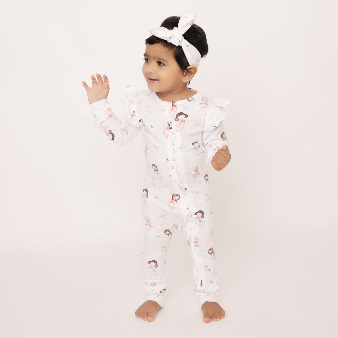 Fairytale Collection Organic Long Sleeve Zipsuit with Frill
