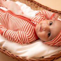 Load image into Gallery viewer, Berry Stripe Organic Footed Sleepsuit for newborn baby
