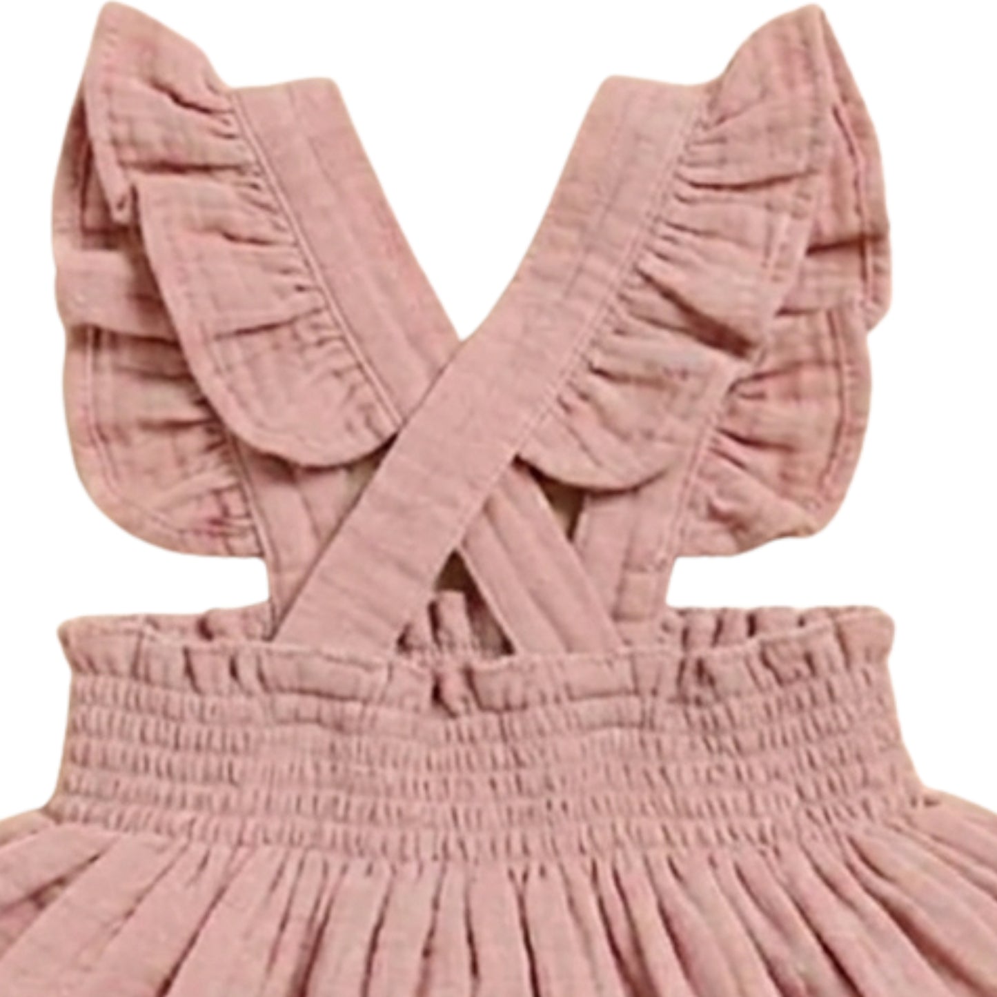 Blushpink + Latte Organic Muslin Sleeveless Frill Top With Bloomer Set