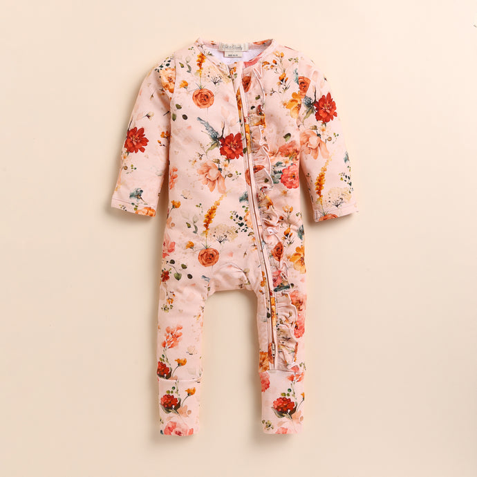 Order Flora Organic Frill Zipsuit for your 6-12 months baby - CotandCandyBaby