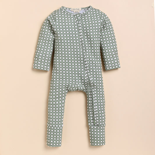 Mineral Gingham Organic Zipsuit