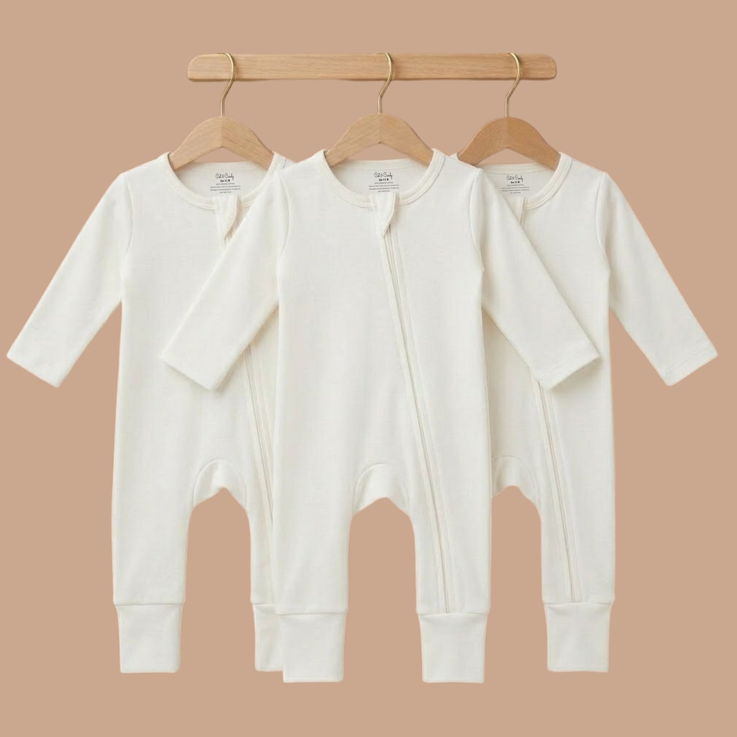 Off White Organic Zipsuit Pack Of 3
