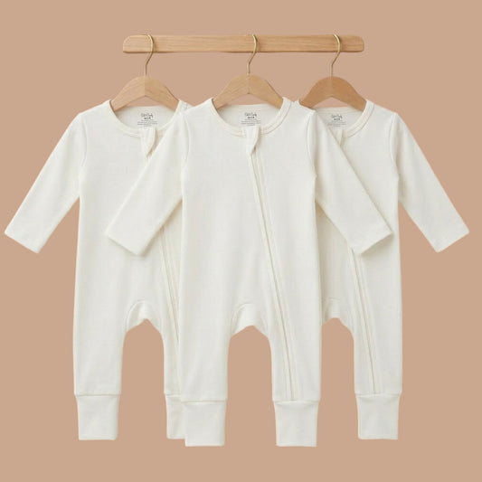 Off White Organic Zipsuit Pack Of 3