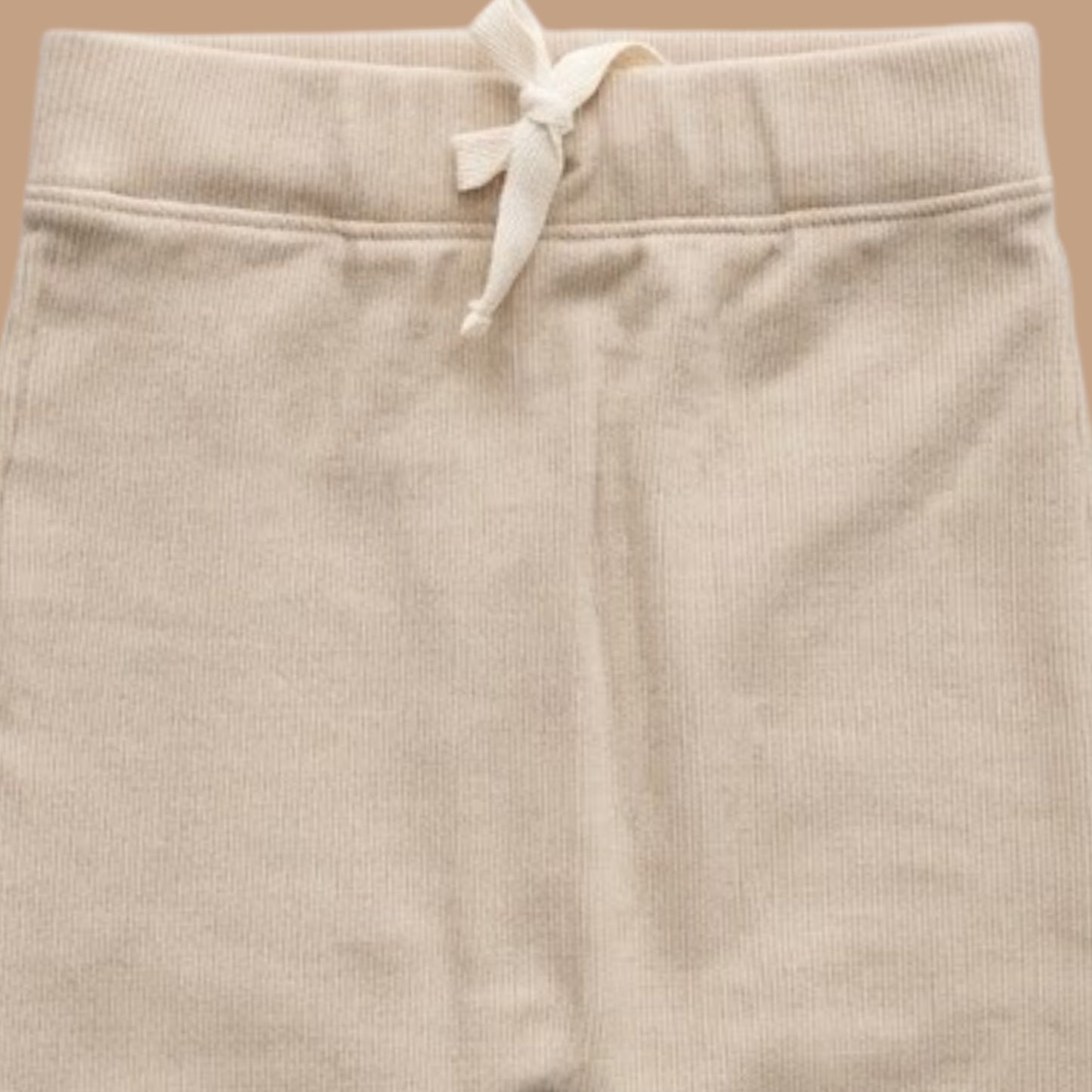 Almond Peach Organic Long Sleeve Bodysuit With Drawstring Leggings