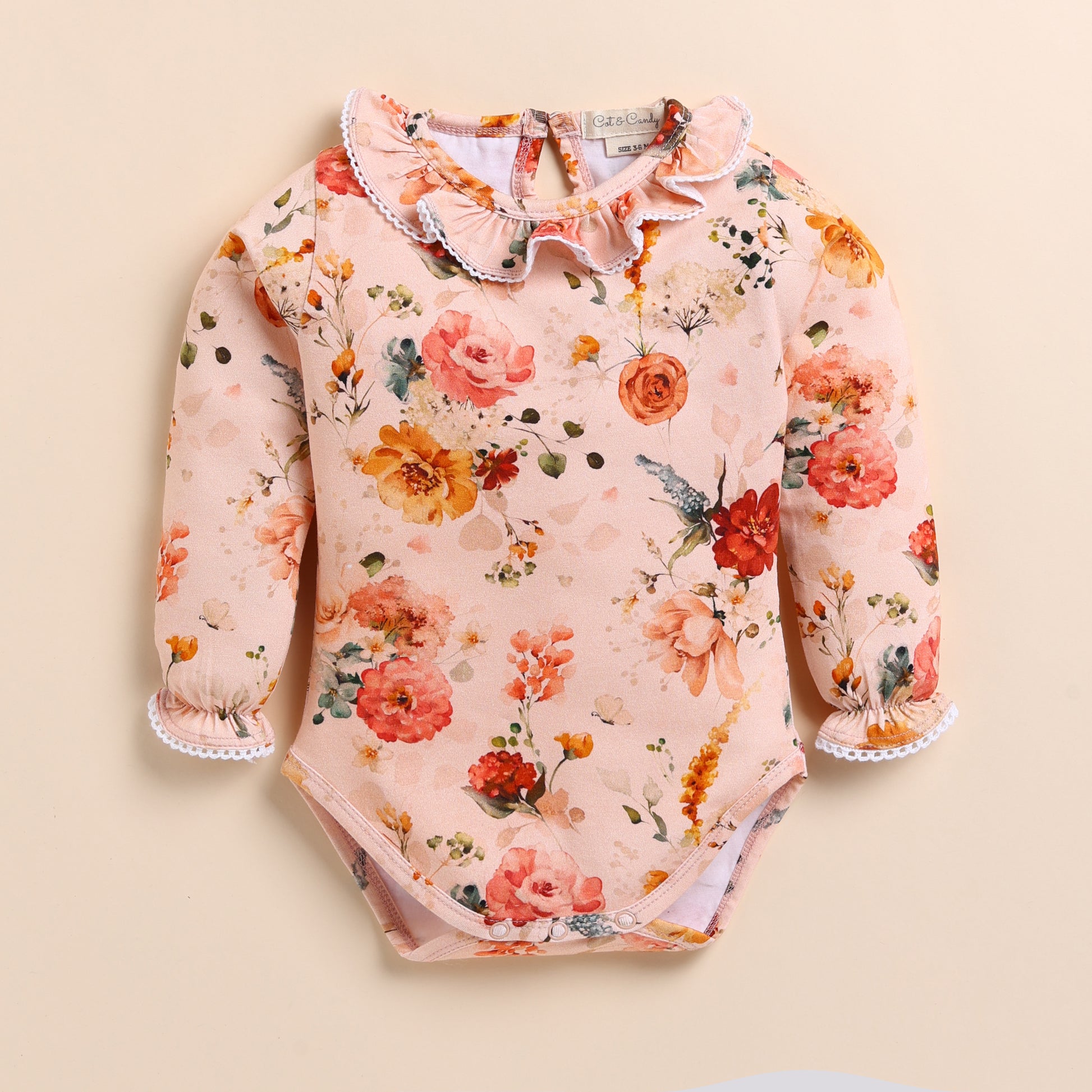 Shop Flora Organic Neck Frill Long Sleeve Bodysuit for your 3-6 months baby - CotandCandyBaby