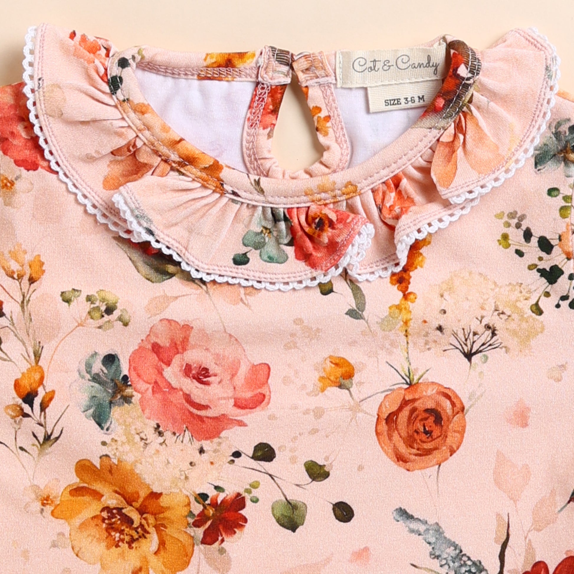 Purchase Flora Organic Neck Frill Long Sleeve Bodysuit for your 18-24 months baby - CotandCandyBaby
