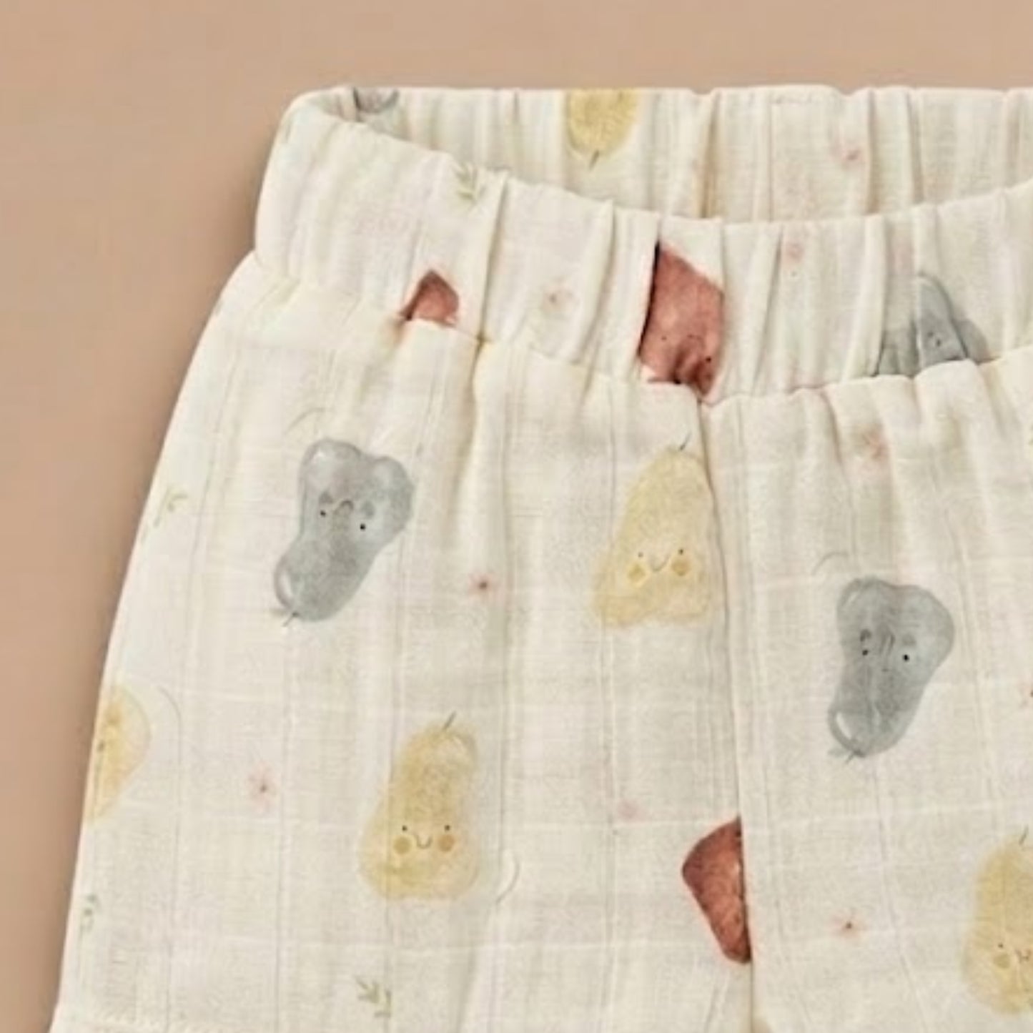 Fruity Fun Print Organic Muslin Jhabla Set Oversized Shirt with shorts