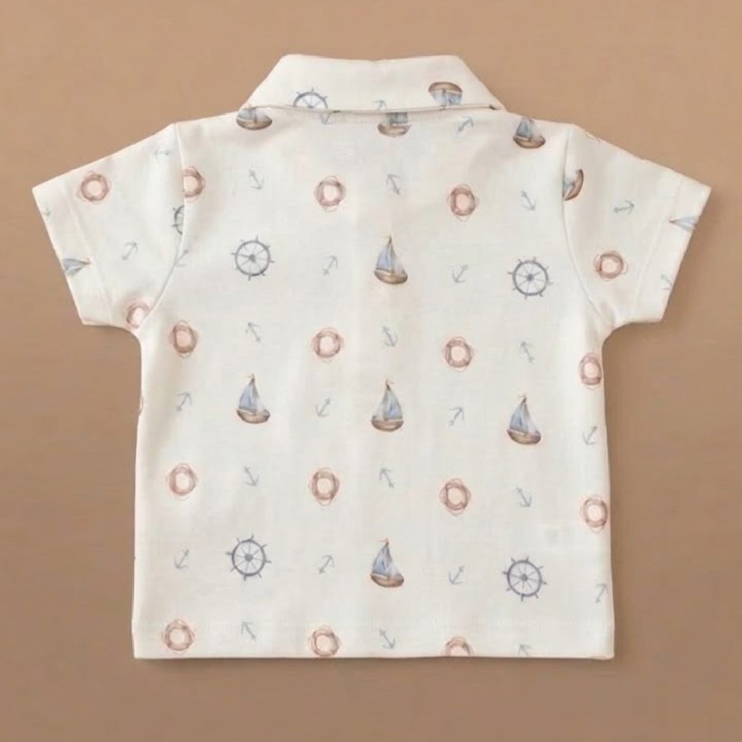Little Sailor Print Organic Polo T-Shirt