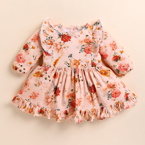 Find Flora Organic Long Sleeve Ruffle Dress for your 12-18 months baby - CotandCandyBaby