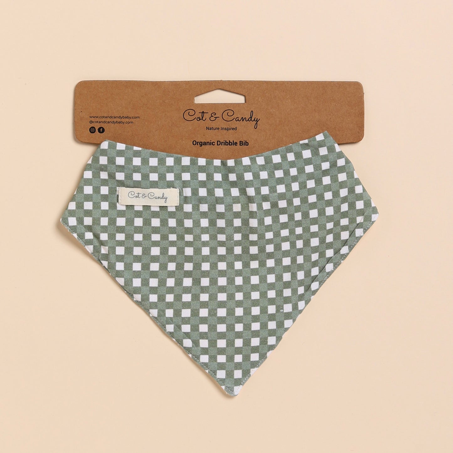 Mineral Gingham Organic Long Sleeve Bodysuit With Leggings, Beanie and Bib