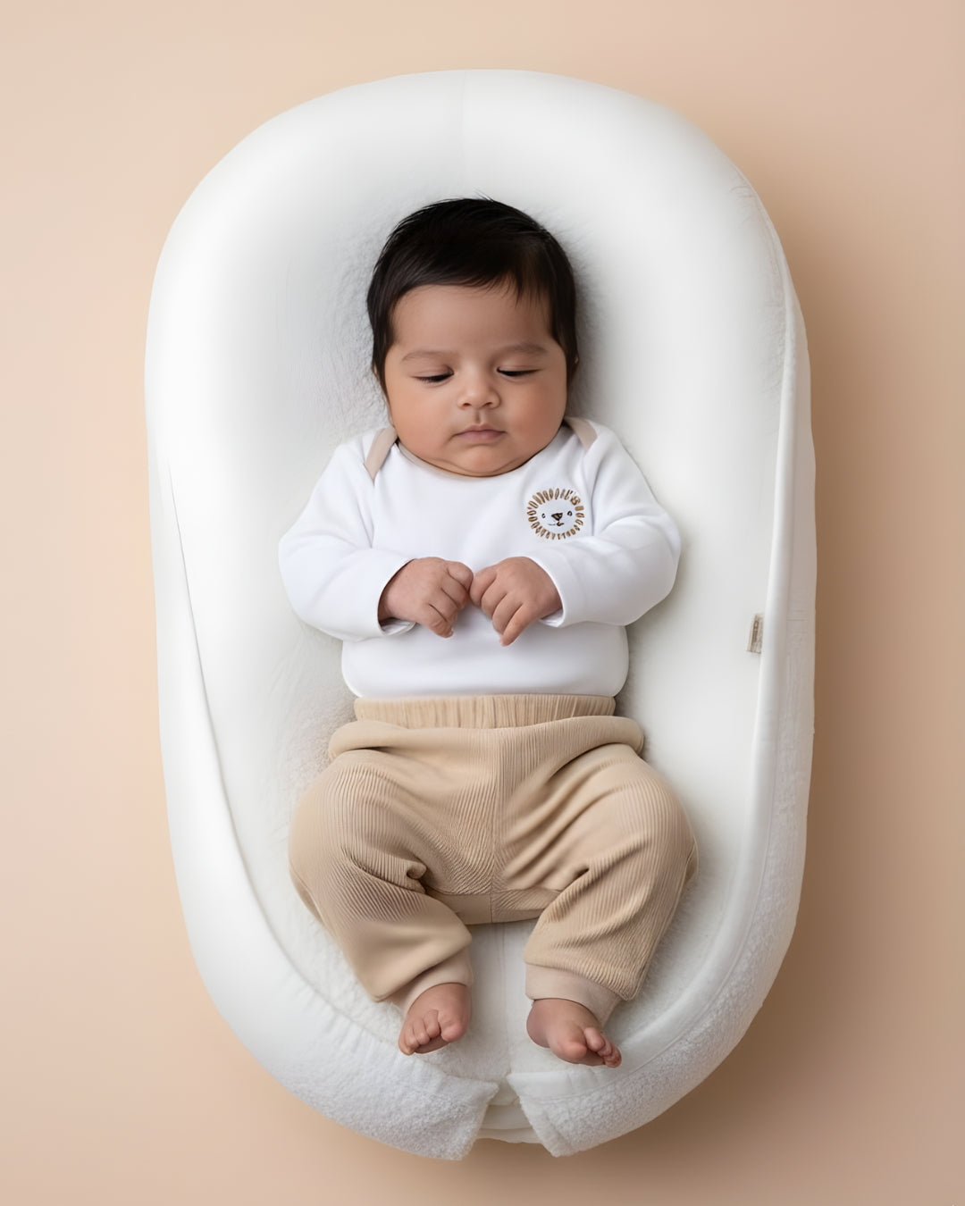 Little Roar Organic Long Sleeve Envelope Bodysuit With Latte Drawstring Pant