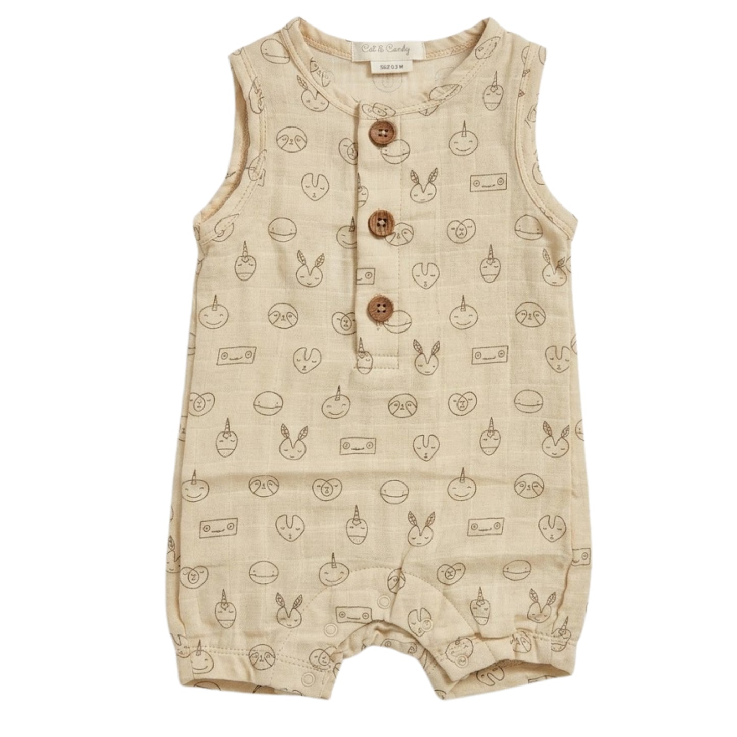 Totatone Print Organic Muslin Half Romper