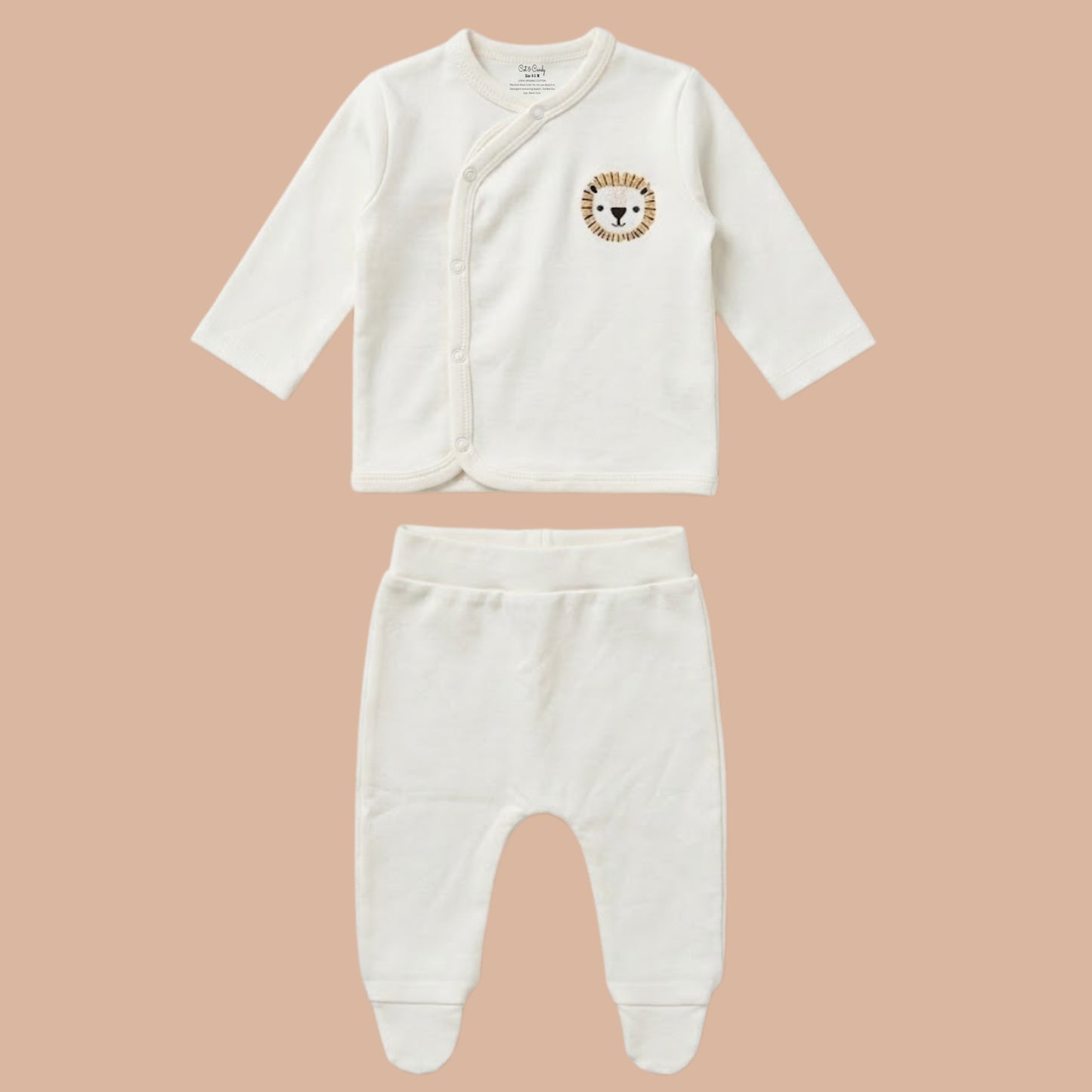 Off White Organic Kimono Top With Footed Diaper Pant