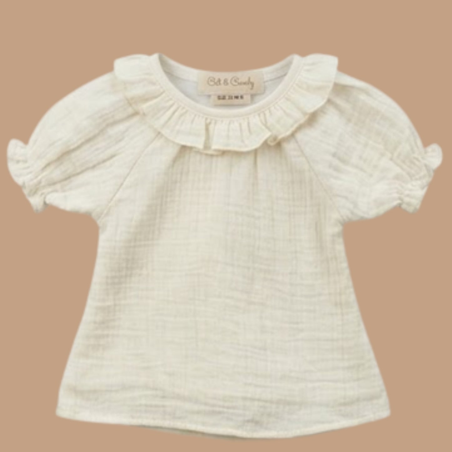 Palm Breezy Solid Organic Muslin Frill Top With Shorts