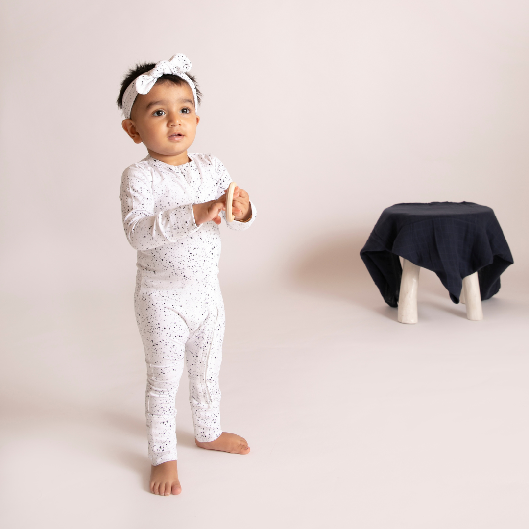 Dalmatian Print Organic Long Zip suit